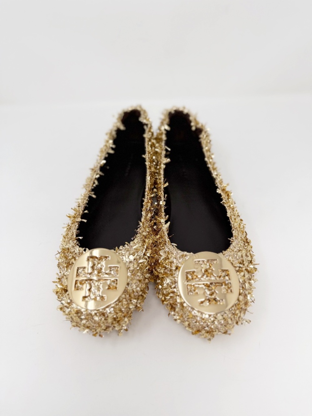 New Tory Burch Minnie Travel Ballet Flats In Gold Confetti Sz 8.5 - Picture 8 of 13